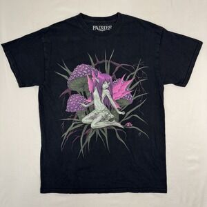 Fairies By Trick Short Sleeve Graphic T-shirt Medium Girl Pink Fairy Mushrooms
